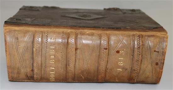 A King James I bible 1613-18, imprinted at London by Robert Barker, quarto, some losses